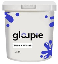 GLOUPIE SUPER WHITE Pittura Lavabile Acrilica Super Coprente Per Pareti Interne Ed Esterne, 5 Litri, Bianco, Made In Italy