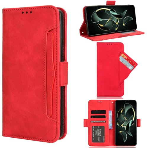 Kompatibel mit Sharp Aquos Sense8 Hülle,Kompatibel mit Sharp Aquos Sense 8 PU Leder Flip Kickstand Kartenhalter Magnetverschluss Wallet Cover Red