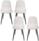 WAFTING Esszimmerstühle 4er Set, Stühle mit Leinen-Diagonalstreifen-Design und Metallgestell, Geeignet für Esszimmer, Wohnzimmer, Küchen, Schlafzimmer und Empfangsräume, Beige