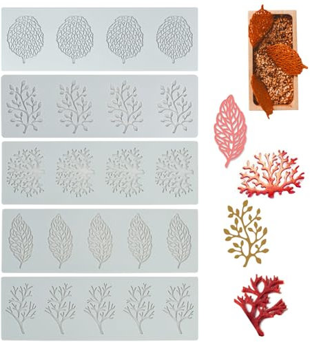 Stampo Silicone per Decorare Torte, Stampo Decorazioni Crostata, Stampi Silicone Corallo, Stampi per Cucina, Fondente Cioccolato Strumenti Pasticceria Professionali (5 Pezzi)