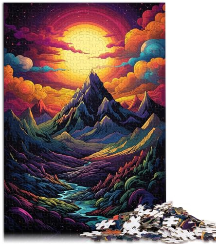 Puzzle „Psychedelic Alps“ für Erwachsene, 500-teiliges Puzzle, Holzpuzzle, Wanddekoration, einzigartige Geburtstags (38 x 52 cm)