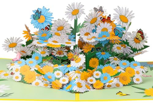 CNLITIHEKA Gänseblümchen Pop-Up-Karte, Pop-Up-Geburtstagskarte, Muttertag Pop-Up-Karte, 3D-Blumenstrauß-Grußkarten, Dankeschön-Geschenkkarten, alle Anlässe.