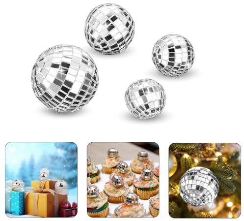 Molain 4 Stück Discokugel Tortendeko,Kuchen Toppers discokugel deko Mini Discokugel Ball kuchendekoration Disco Cake Toppers für Geburtstag Kuchendekoration Disco-Thema Party Zubehör(4 Stück)