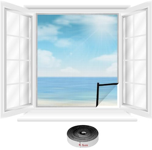 QWORK® Katzennetz Fenster Mit Selbstklebeband, Katzensicheres Fliegengitter, Sicherheitsnetz, Reissfestes Polyester, 100X120cm