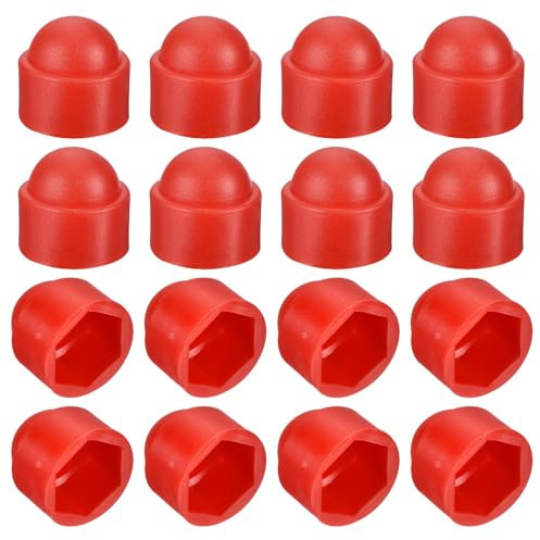 sourcing map Lot de 150 cache-écrous hexagonaux M12 en plastique rouge pour vis hexagonales, boulons