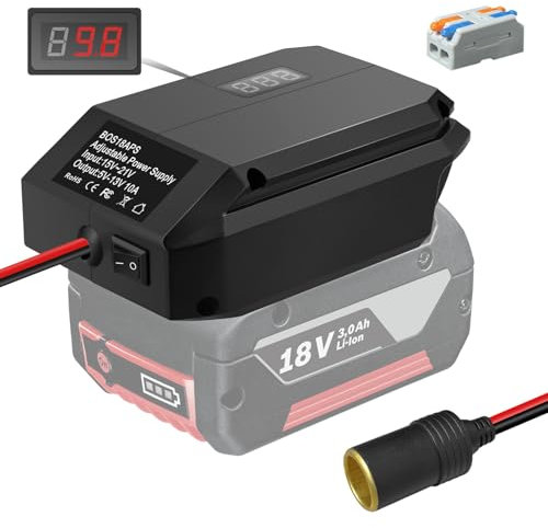 Adaptateur pour Bosch Professional Gba 18V Batterie,18v à 12V Convertisseur abaisseur Adaptateur avec Interface Allume,Adaptateur de Roue de Puissance pour Tous Les équipements Automobiles