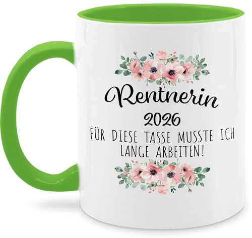 Tassen 325ml - Rentnerin 2026 Für diese Tasse musste ich lange arbeiten | Renteneintritt Geschenk Frau | Geschenk Rentenbeginn Frau | Rentnerin Geschenke - 325 ml - Hellgrün - mit schrift