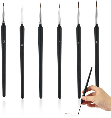 6 Pcs Paint Brush Set,Artists Paint Brushes,Fine Paint Brush,Fine Detail Paint Brushes For Nail Art,Watercolor,Oil Painting,Model Making And Line Drawing(Black)