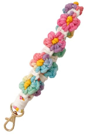 CHUQING Schlüsselanhänger Makramee Schlüsselband Kurz Stoff Schlüsselanhänger boho Mädchen Schlüsselbund Armband für Frauen Bunte