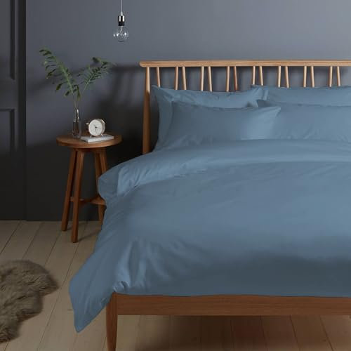 Pizuna 400 Fadenzahl aus Baumwolle Bettwäsche Staubiges Blau, 100% Langstaple Baumwolle Bettbezug und Kissenbezug, 100% Baumwolle Mako Satin 2-Teilig Bettwäscheset 140x200 + 70x90 Staubiges Blau
