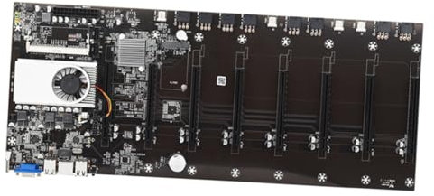 JECOMPRIS Placa Base para Máquina Minera 8 Gpu Profesional Bajo Consumo Energía Estable Minería Interiores Diseñada para Mineros Equipos De Color Negro