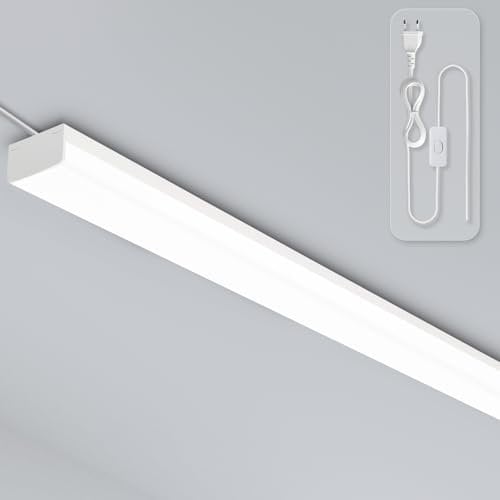 BrightFly Bandeau LED, Luminaires Intérieur Plug-in et Linkables de 4 pieds, 4 Pièces, 3000K/4200K/6500K, Large Gamme D'éclairage, avec prise européenne, idéale pour garage, cave, atelier (Blanc)