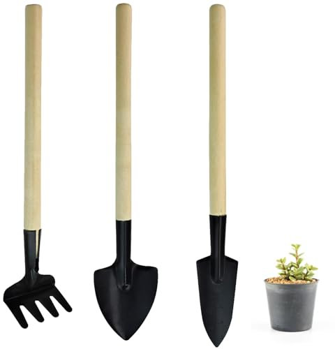 3 PCS Gartenwerkzeug Set,Werkzeugset Klein Garten,Mini Gartenwerkzeug Set,Geeignet Zum Auflockern des Bodens und Zum Umpflanzen Kleiner Topfpflanzen, EIN Geschenk für Gartenbegeisterte