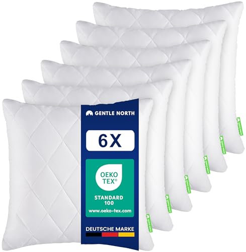 Gentle North Kopfkissen (30x30 cm groß) - 6er Set Kissen für Bett und als Dekokissen - Mit Reißverschluss für Füllung - Sofakissen - Zierkissen für Couch und Sofa - Ökotex - Waschbar bis 60° - Weiß