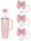 3 Pink Bow Straw Covers & Toppers for Stanley Cups - Reusable Silicone Straw Tips Lids Protector - Compatible with 30&40 oz Stanley Cups