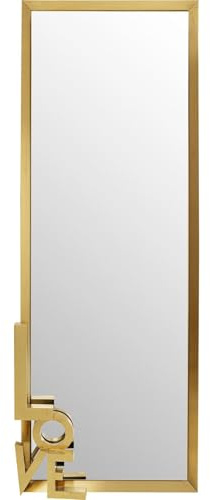 Kare Design Wandspiegel Love Letters 3D, Gold, 200x70 cm, Spiegel, mit Rahmen, Ganzkörperspiegel, Wohnzimmer, Schlafzimmer, Flur
