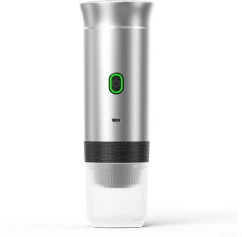 MeevrgR Portable Coffee Machine, 3-in-1 Espresso Maker, 20Bar, 7500mAh Battery, 5 Colors, Compact & Travel-Friendly, for Ground Coffee(Silver)