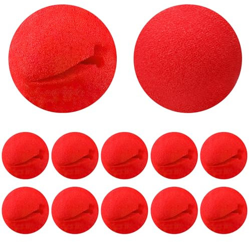 UOCAI 12 Stück Clownsnasen Rot Clown Nase Clownsnase Zirkus Deko Rote Nase Cosplay Nasen aus Schaumstoff Clown Zubehör für Erwachsene Kinderschminke, Partys, Karneval, Fasching, Zirkus-Lustige 5cm