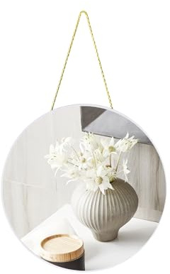 Funerom Runder Wandspiegel, 32 cm, Kreisspiegel, Badezimmerspiegel für Waschbecken (Weiß, 32 cm)