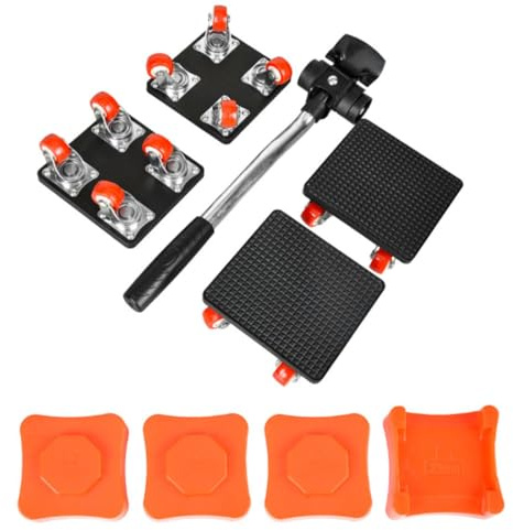 Heavy Duty Furniture Wheels for Moving - 4.2 x 3.9 Inch Complete Mover Kit with Pry Bar & Spacers 360° Swivel Casters for Sofa, Bed, Cabinet on Hardwood