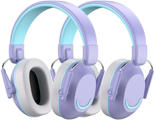 Link Dream Casque Anti Bruit Enfant, Casque Anti-bruit Enfant Pour Âge 3-16 Ans, SNR 30dB Casque Antibruit Bebe Facilement Réglable Pliable Pour l’Autisme, Feux d’Artifice, Concert, Violet, 2 Pièces
