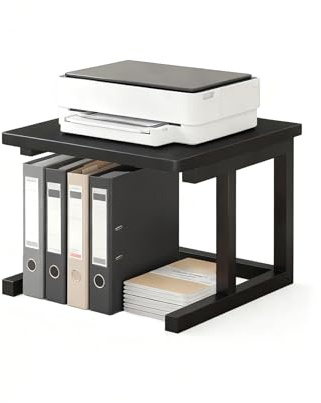 WRITECRY Desktop Printer Stand, 15.7″x 15.7″ 2-Tier Large Printer Shelf fit 3D Laser Printer/Scanner/Fax Machine, Industrial Storage Rack for Home Office Storage, Black P4040-B