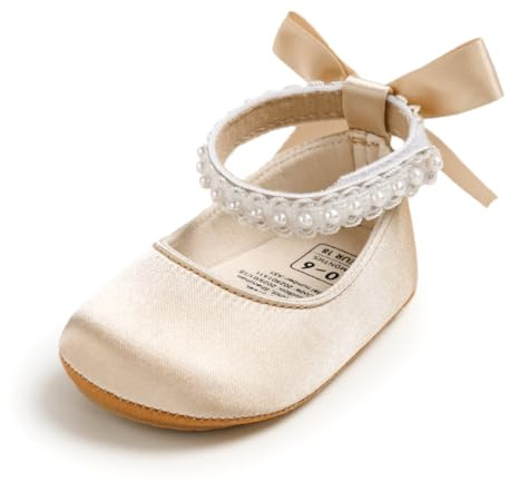 Sehfupoye Mary Jane - Scarpe da principessa per imparare a camminare con perle, 0-18 mesi
