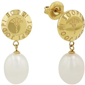 JOOP! Ohrhänger Edelstahl Damen Ohrschmuck, mit Süßwasserzuchtperle, 2,2 cm, Weiß, Kommt in Schmuck Geschenk Box, 2038983