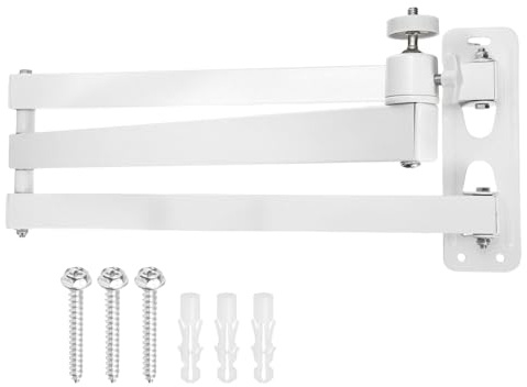 sourcing map Foldable Projector Wall Mount, Adjustable Three-Arm Dual-Axis Stand Holder with 360° Rotating Gimbal 40+40cm for 1/4 Screw for Indoor Home Office Projector Installation, White