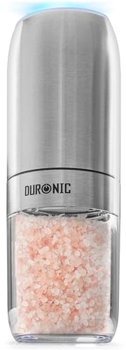 Duronic EMB1 Salz- und Pfeffermühle, elektrischer Salz- oder Pfefferstreuer | Salzstreuer mit 4xAAA Batterien, automatische Gewürzmühle mit LED Licht, 150ml Volumen, Salzmühle für Meersalz