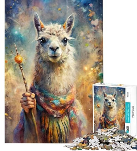 Puzzles für Erwachsene 1000 Puzzles Lama Zauberer mit Stab Anti-Stress Gehirn-Herausforderung Standard Präzise Formschnitte Einzigartige Entspannung (38x26cm)
