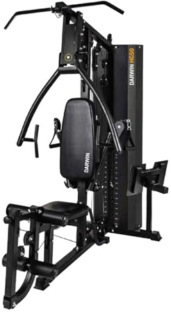 Darwin Fitness Kraftstation HG50, Multistation mit Brustpresse, Latzug, Beinbeuger und Bauchtrainer, Gewichtsblock 102 kg, Max. Benutzergewicht 135 kg, 122x177x205 cm