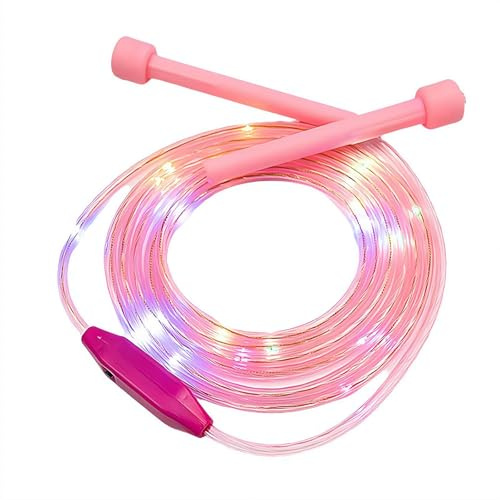 Led Light Up Jump Rope for Kids & Adults- Rechargeable Glowing Skipping Rope With 3 Adjustable Rainbow Glow Modes for Make Nighttime Cardio Fun, Lightweight Fitness Exercise Equipment
