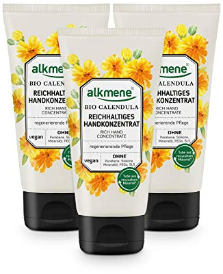 alkmene Reichhaltiges Handkonzentrat mit Bio Calendula, Handcreme, für sehr trockene und rissige Hände, 75 ml - 3er Pack (3 x 75 ml)