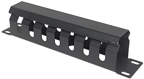 Intellinet 10 Inch Cable Management Panel, 1U, Covered, Black