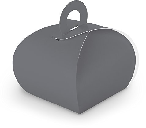 50x itenga GeschenkSchachtel aus Karton zum Befüllen (Adventskalender Gastgeschenk, Hochzeit Taufe Geburt) (Box mit Griff, grau)