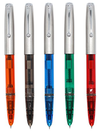 5 PCS Jinhao 51A Plastic Fountain Pen Set, Transparent, Diversity Color(Blue, Green, Grey, Orange, Red)