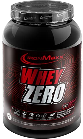 IronMaxx Proteína de suero de leche cero en polvo - fresa bote de 908g , aislado de proteína de suero sin azúcar, soluble en agua , sabores diferentes