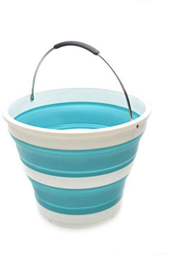 SAMMART 10L Cubo plegable de plástico – Bañera redonda plegable – Cubo de agua portátil para pesca – Hervidor de agua para exteriores que ahorra espacio – Diámetro 31 cm (azul claro)