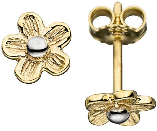 Jobo Damen-Ohrstecker Blume aus 8 Karat 333 Gold Bicolor