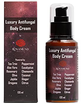 Luxury Antifungal Body Cream | Tea Tree | Antibacterial | Relieve Eczema, Athlete’s Foot, Ringworm, Toenail Fungus, Jock Itch, Warts and Verrucas | Natural Ingredients | Deluxe Size | 120ml