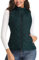 LK Women's Padded Vest, Stand Collar Lightweight Zip Quilted Gilet Green XL