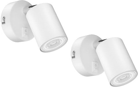 ledscom.de 2 Stück Wandspot WAIKA, einflammig, mit Schalter, GU10, weiß matt, inkl. GU10 LED Lampe (warmweiß, 5,4W, 510lm, 45°)