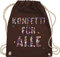 Turnbeutel Rucksack - Karneval & Fasching - Taschen - Konfetti für Alle - Unisize - Braun - beutel mit kordelzug karneval- kinderturnbeutel costüm stofftasche kostùm sporttasche strassenkarneval