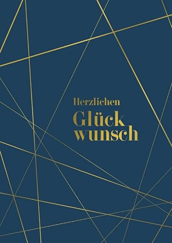 Hartung DIN A4 Grußkarte herzlichen Glückwunsch, Klappkarte im weißen Umschlag, Goldveredelung und matte Oberfläche