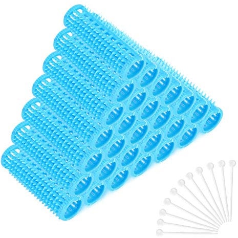 Hair Rollers 36 PCS Curlers Set Hair Rollers With 36 PCS Pins No Heat Hairdressing Curlers Tools For Adults And Kids Hair Salon Barber Hair Styling (Pink) (Blue)