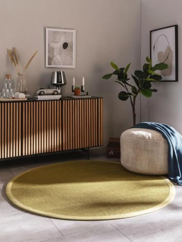 benuta Nest Sisal Naturfaser Teppich Sana - Grün rund 150 cm - Robuster Teppich für Esszimmer & Wohnzimmer - 100% Sisal Naturfaser - Zeitloses Design