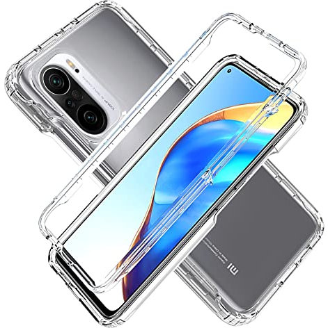 LXHGrowH Hülle für Xiaomi Poco F3 / Xiaomi Mi 11i, 360 Grad Ganzkörper Stoßfest Handyhülle, Kratzfest Schutzhülle mit Eingebauter Displayschutzfolie, Case Dual - Transparent