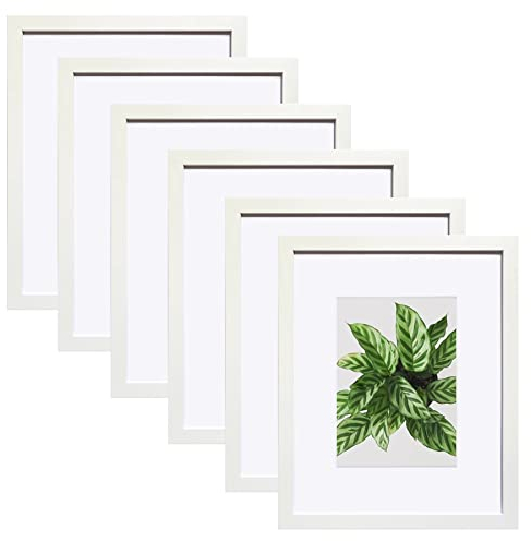 Bilderrahmen 20,3 x 25,4 cm, Weiß, 6 Stück, Display-Bilder 12,7 x 17,8 cm mit Passepartout oder 20,3 x 25,4 cm ohne Passepart