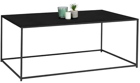 IDMarket - Table Basse rectangulaire Davis 113 cm en métal Noir Mat Design Industriel